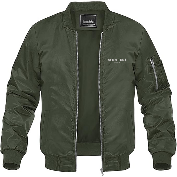 Men's Crystal Head Logo Lightweight Bomber Jacket Windbreaker Softshell Varsity Jacket Coat