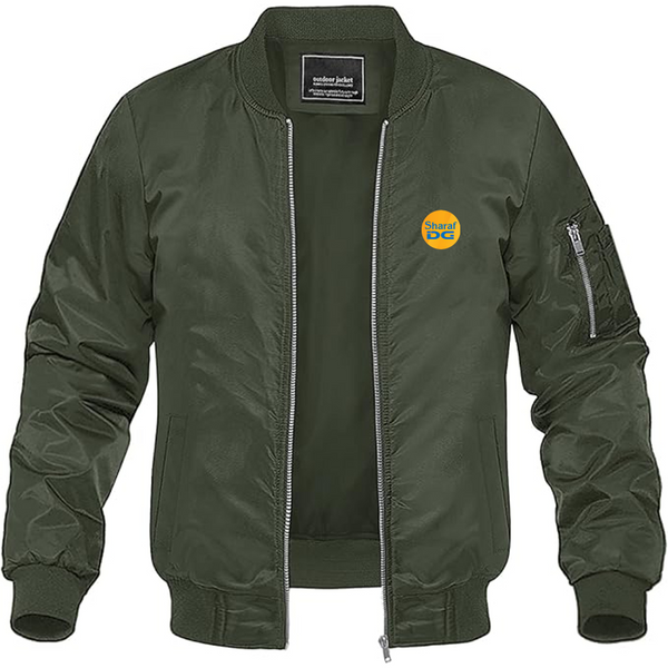 Men's SharafDG Logo Lightweight Bomber Jacket Windbreaker Softshell Varsity Jacket Coat