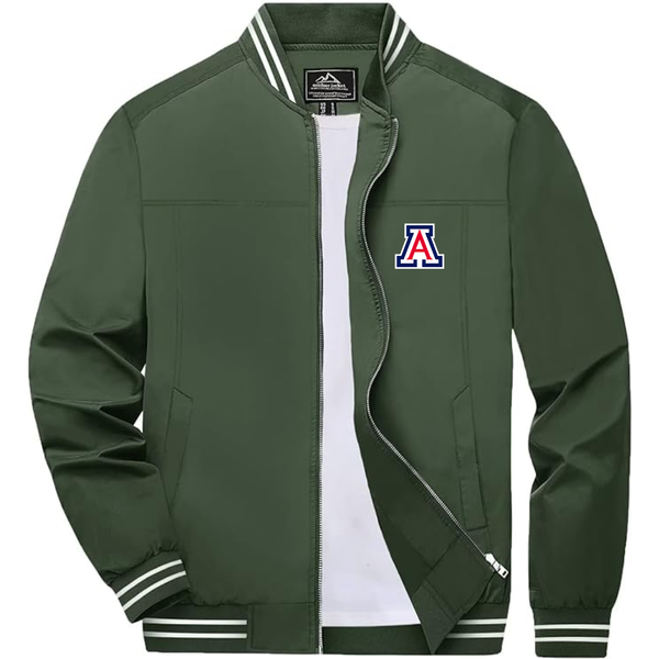 Men's Arizona Wildcats  Lightweight Zip-Up Bomber Jacket with Ribbed Collar and Cuffs Versatile Casual Outerwear