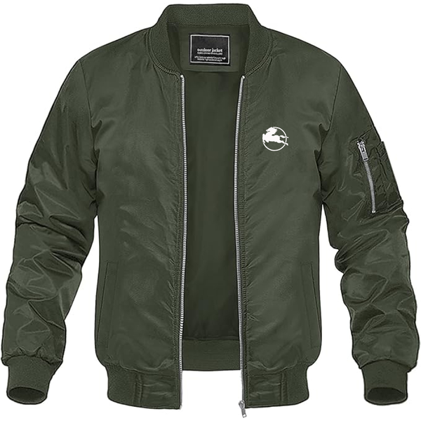Men's Pegaso Logo Lightweight Bomber Jacket Windbreaker Softshell Varsity Jacket Coat