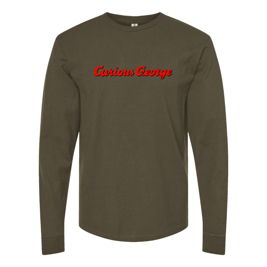 Men's Curious George Cartoon Long Sleeve T-Shirt