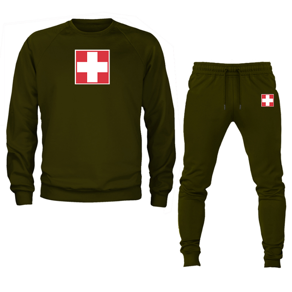 Men's Switzerland National Football Soccer Team  Crewneck Sweatshirt Joggers Suit
