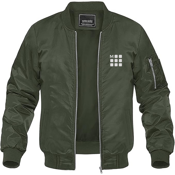 Men's Moleskine Icon Logo Lightweight Bomber Jacket Windbreaker Softshell Varsity Jacket Coat