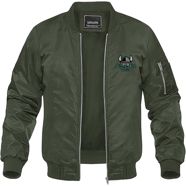 Men's Cleveland State Vikings  Lightweight Bomber Jacket Windbreaker Softshell Varsity Jacket Coat