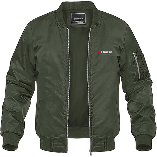 Men's Hansa Logo Lightweight Bomber Jacket Windbreaker Softshell Varsity Jacket Coat