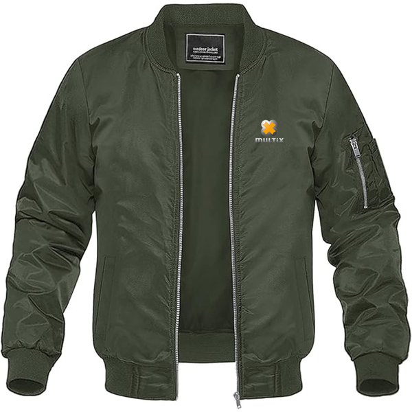 Men's Multix  Logo Lightweight Bomber Jacket Windbreaker Softshell Varsity Jacket Coat