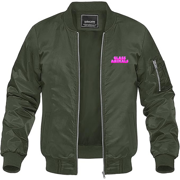 Men's Glass Animals Logo Lightweight Bomber Jacket Windbreaker Softshell Varsity Jacket Coat