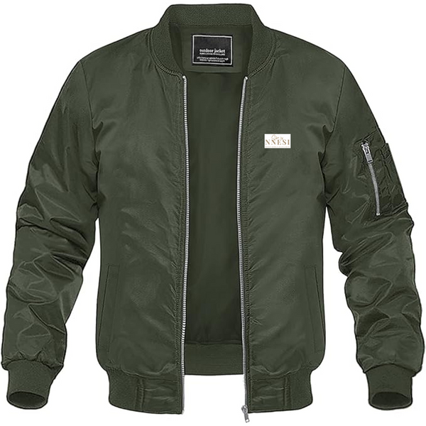Men's Nnesi Logo Lightweight Bomber Jacket Windbreaker Softshell Varsity Jacket Coat