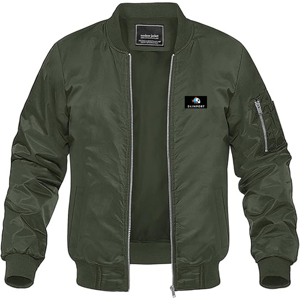 Men's Skinport  Logo Lightweight Bomber Jacket Windbreaker Softshell Varsity Jacket Coat