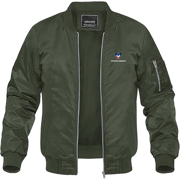 Men's Marussia Motors Logo Lightweight Bomber Jacket Windbreaker Softshell Varsity Jacket Coat