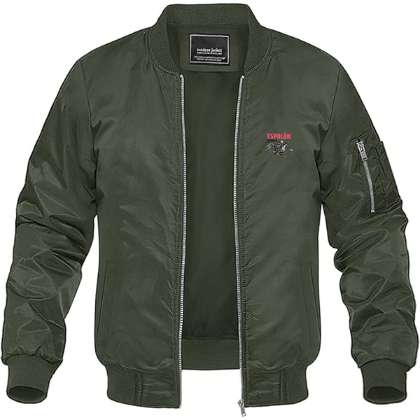 Men's Espolon Logo Lightweight Bomber Jacket Windbreaker Softshell Varsity Jacket Coat
