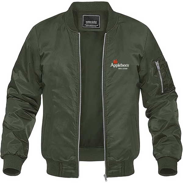 Men's Applebees Logo Lightweight Bomber Jacket Windbreaker Softshell Varsity Jacket Coat