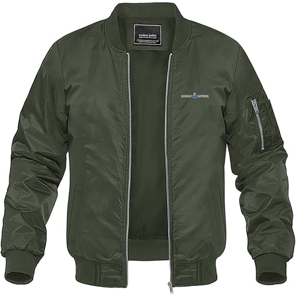 Men's Bombay Sapphire Logo Lightweight Bomber Jacket Windbreaker Softshell Varsity Jacket Coat