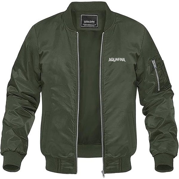 Men's Aquafina Logo Lightweight Bomber Jacket Windbreaker Softshell Varsity Jacket Coat