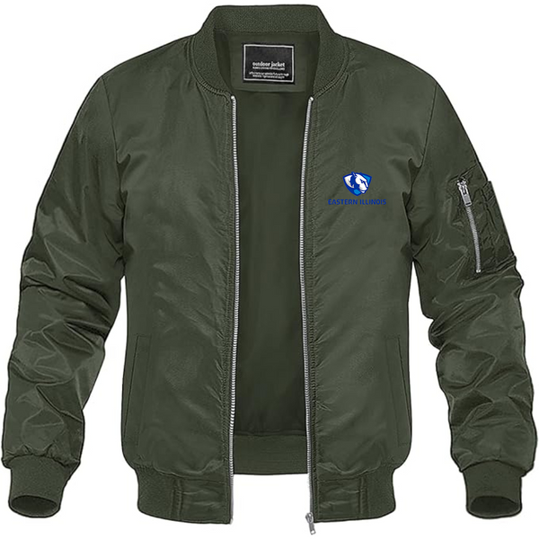 Men's Eastern Illinois Panthers  Lightweight Bomber Jacket Windbreaker Softshell Varsity Jacket Coat