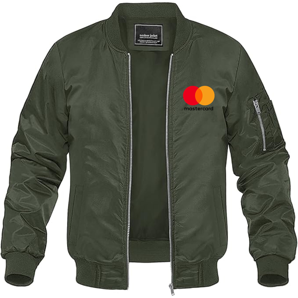 Men's  Mastercard Logo Lightweight Bomber Jacket Windbreaker Softshell Varsity Jacket Coat