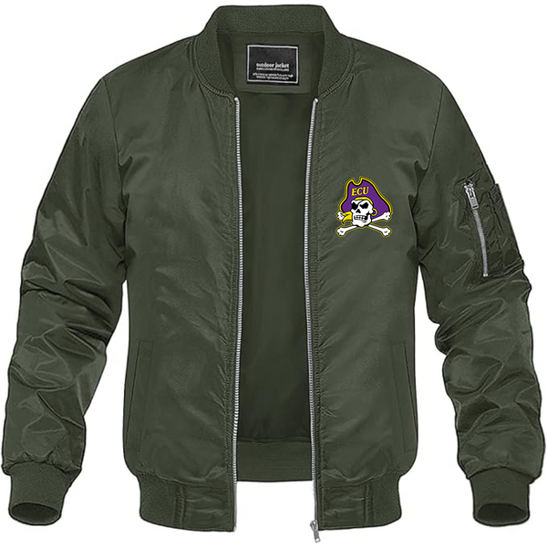 Men's  East Carolina Pirates Lightweight Bomber Jacket Windbreaker Softshell Varsity Jacket Coat
