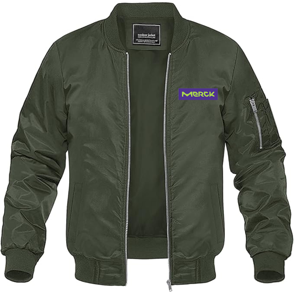 Men's  Merck KGaA Logo Lightweight Bomber Jacket Windbreaker Softshell Varsity Jacket Coat