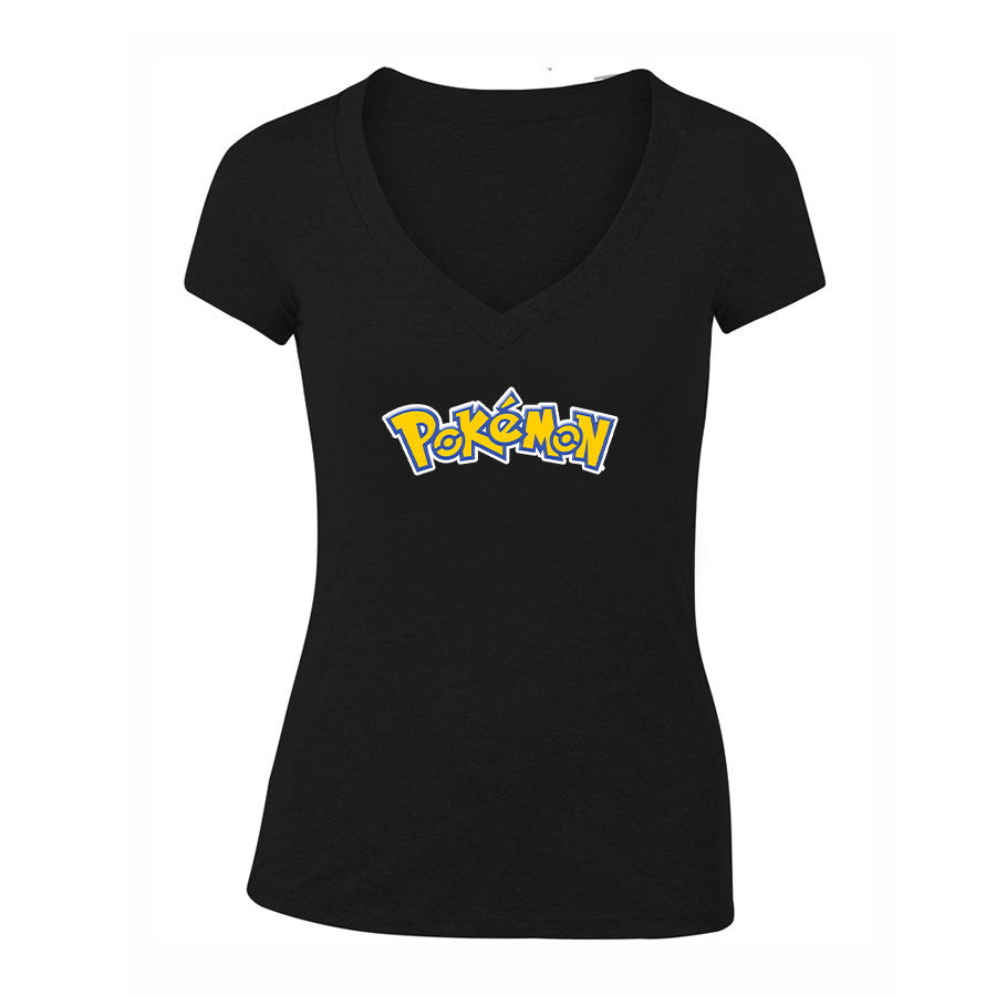 Women's Pokemon Cartoon V-Neck T-Shirt