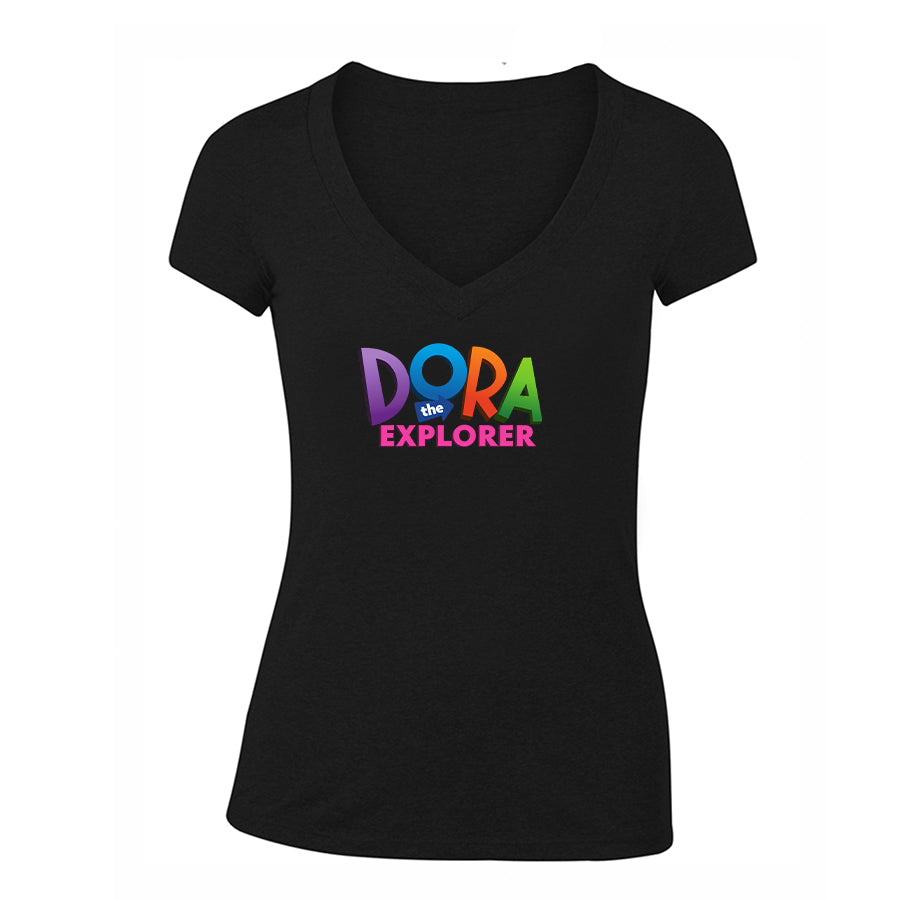 Women's Dora The Explorer Cartoon V-Neck T-Shirt