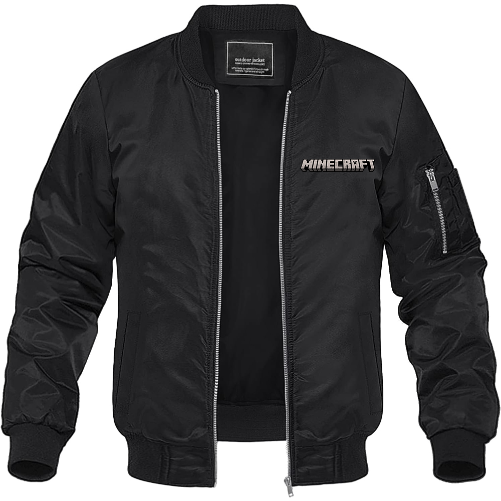Men's Minecraft Game Lightweight Bomber Jacket Windbreaker Softshell Varsity Jacket Coat