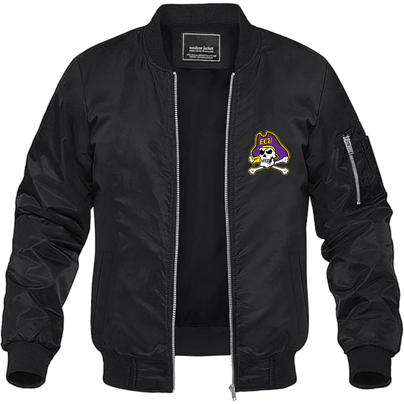 Men's  East Carolina Pirates Lightweight Bomber Jacket Windbreaker Softshell Varsity Jacket Coat
