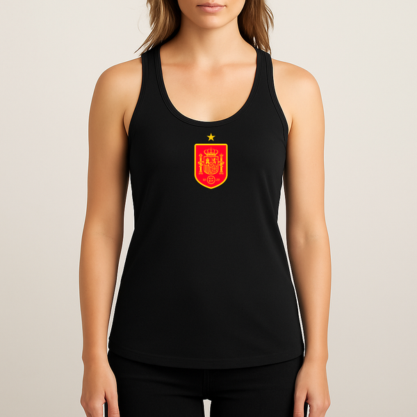 Women's Spain Red Logo National Soccer Team Racerback Tank Top