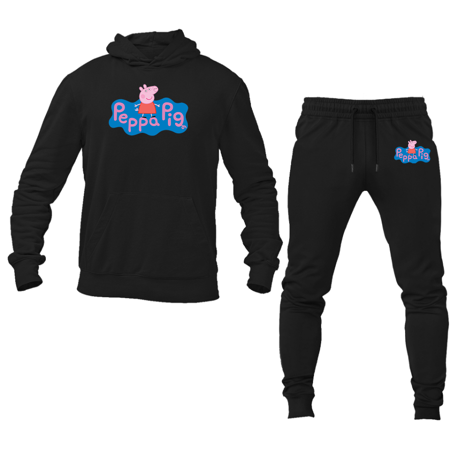 Men's Pegga Pig Cartoon Hoodie Joggers Set