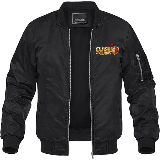 Men's Clash of Clans Game Lightweight Bomber Jacket Windbreaker Softshell Varsity Jacket Coat