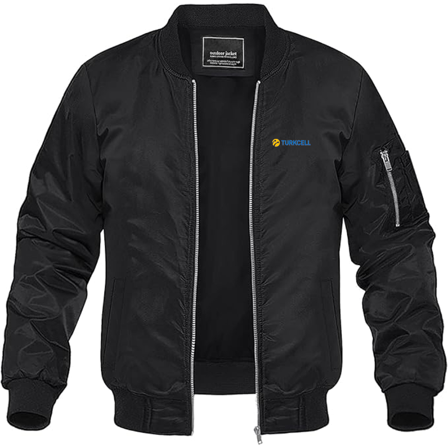 Men's TurkCell Logo Lightweight Bomber Jacket Windbreaker Softshell Varsity Jacket Coat