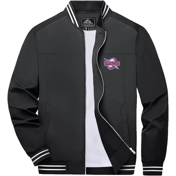 Men's  Detroit Titans  Lightweight Zip-Up Bomber Jacket with Ribbed Collar and Cuffs Versatile Casual Outerwear