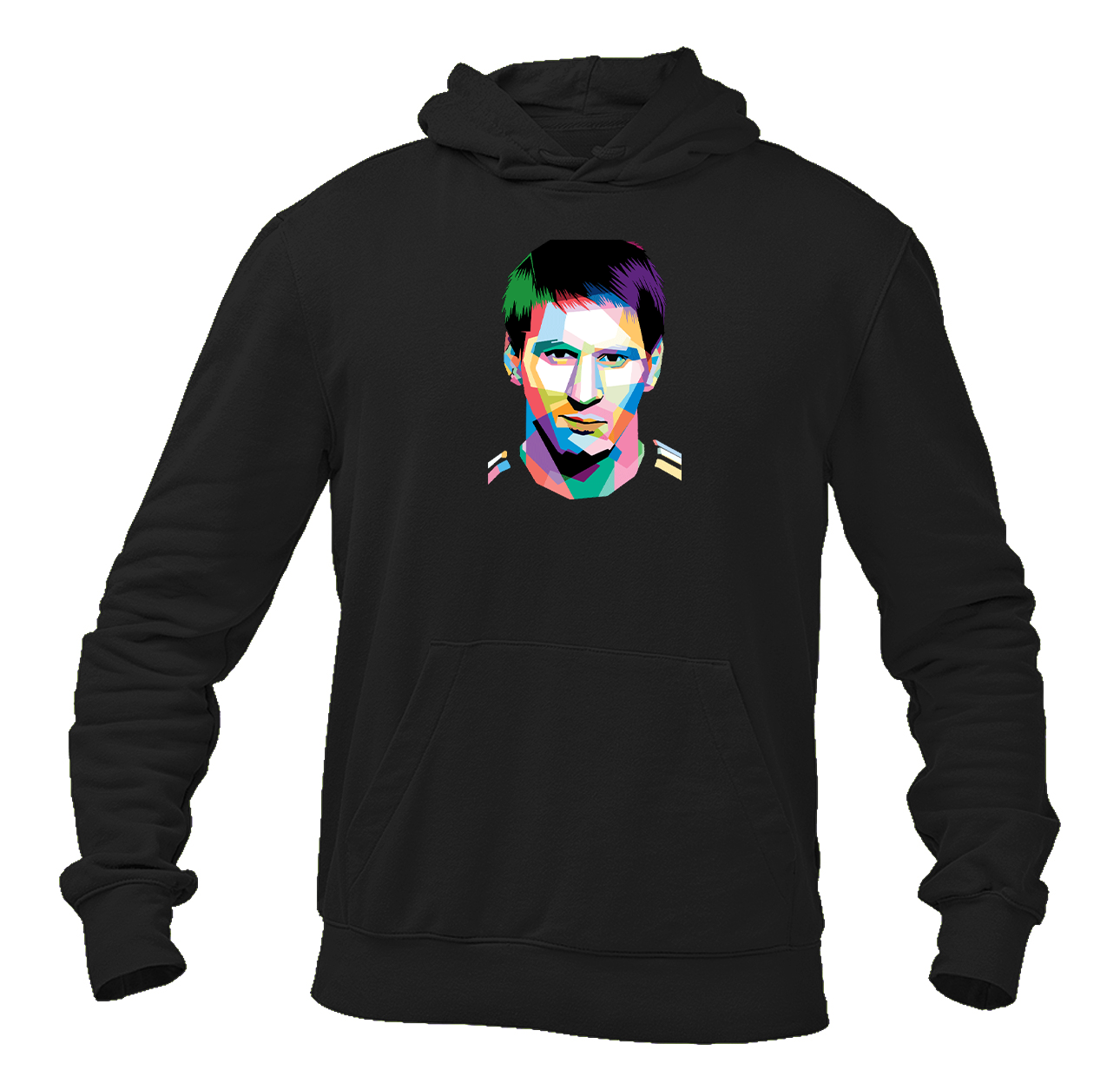 Men's Lionel Messi Face Art Soccer Pullover Hoodie