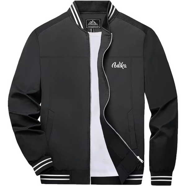 Men's  Adika   Lightweight Zip-Up Bomber Jacket with Ribbed Collar and Cuffs Versatile Casual Outerwear
