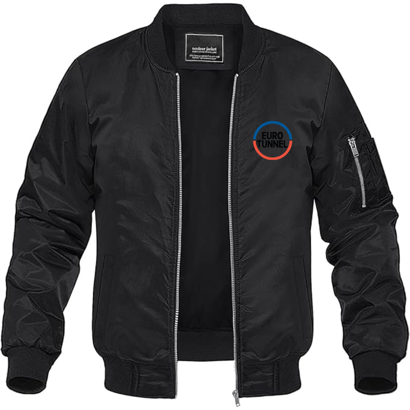 Men's  Eurotunnel   Logo Lightweight Bomber Jacket Windbreaker Softshell Varsity Jacket Coat