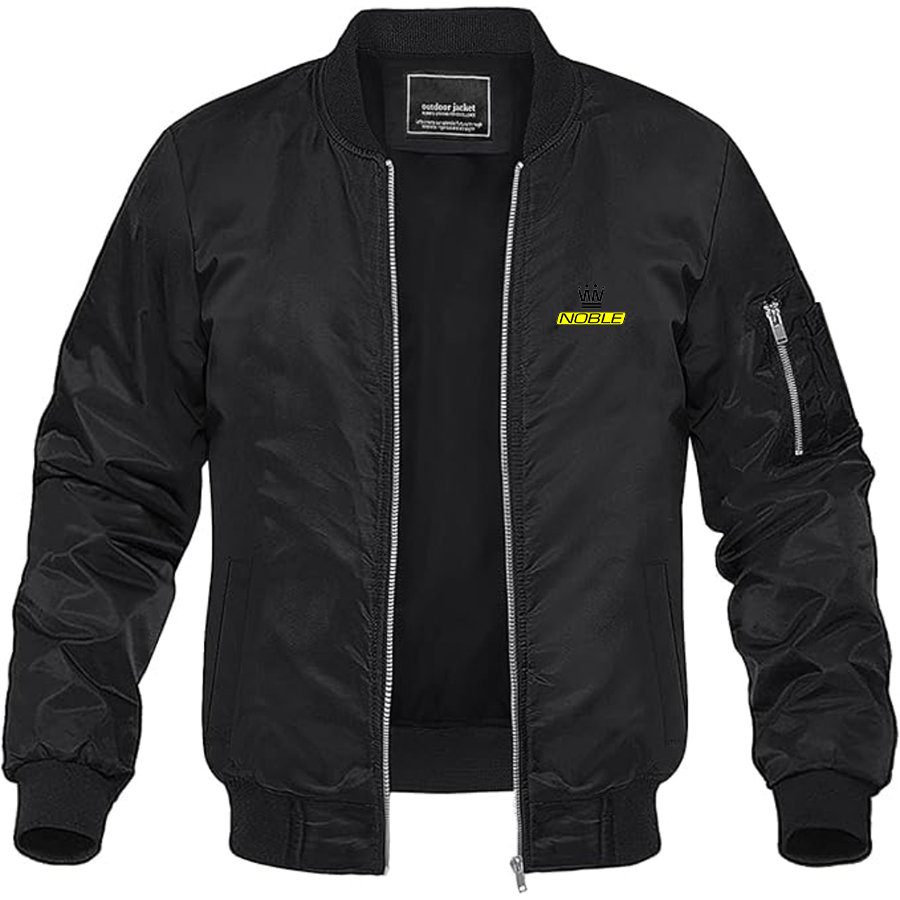 Men's Noble Logo Lightweight Bomber Jacket Windbreaker Softshell Varsity Jacket Coat
