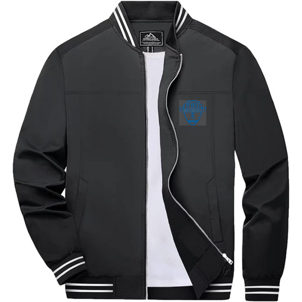 Men's  Division I FBS Independents Lightweight Zip-Up Bomber Jacket with Ribbed Collar and Cuffs Versatile Casual Outerwear