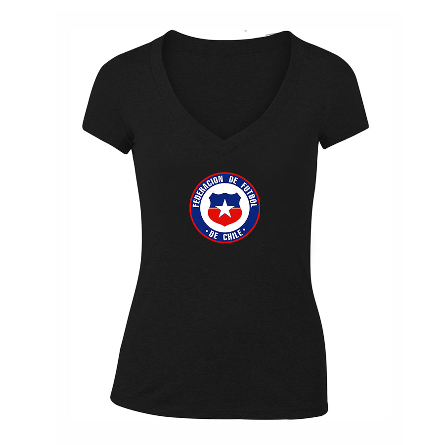 Women's Chile National Soccer Team V-Neck T-Shirt