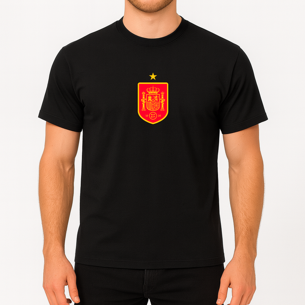 Men's Spain Red Logo National Soccer Team Cotton T-Shirt