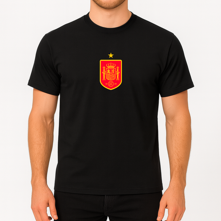 Men's Spain Red Logo National Soccer Team Cotton T-Shirt