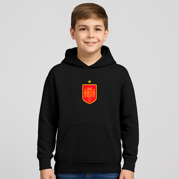 Youth Kids Spain Red Logo National Soccer Team Pullover Hoodie