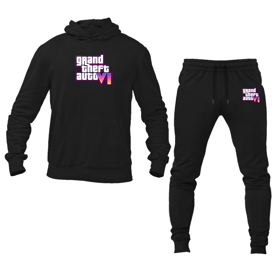 Men's GTA 6 Grand Theft Auto VI Hoodie Joggers Set Game