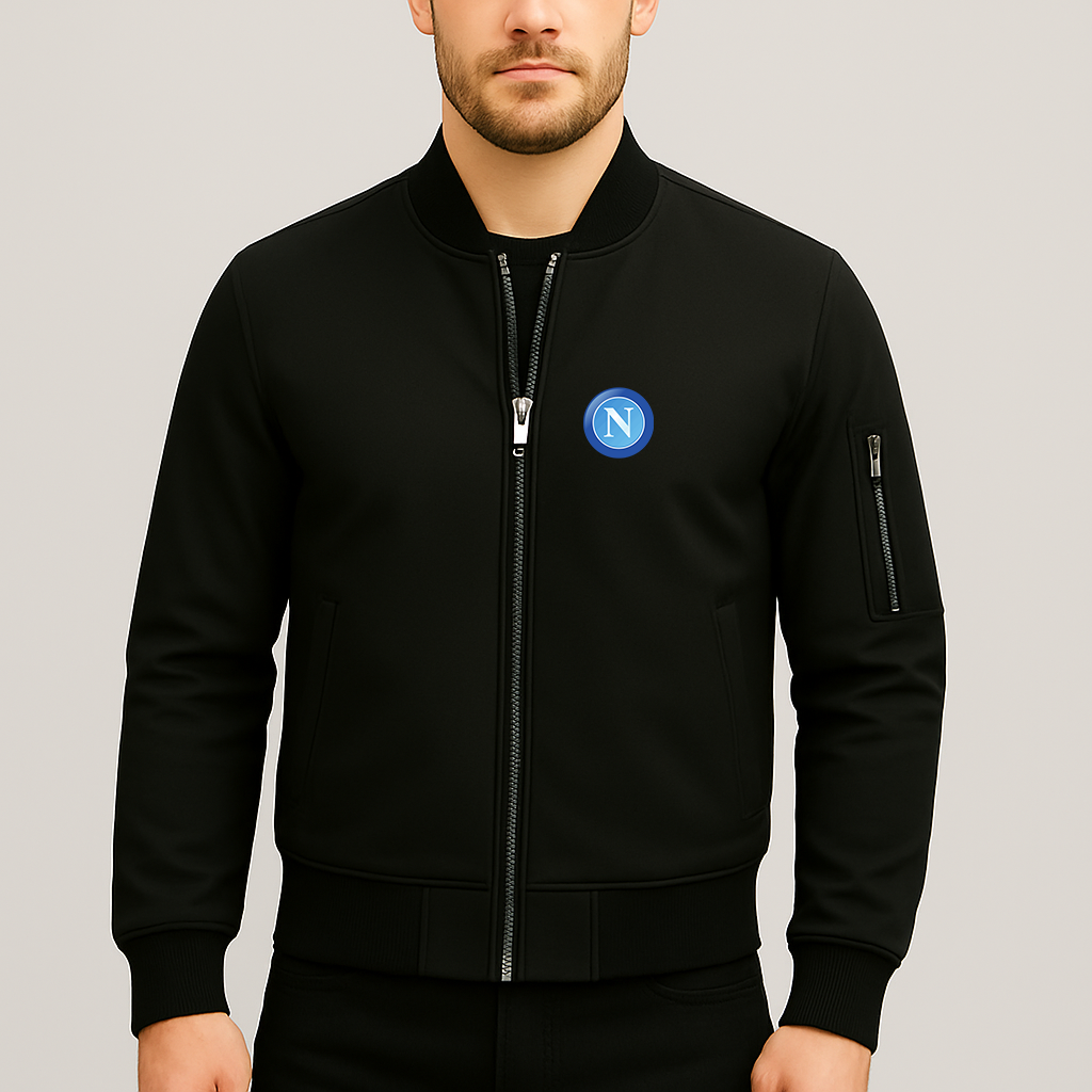 Men's Napoli FC Lightweight Bomber Jacket Windbreaker Softshell Varsity Jacket Coat