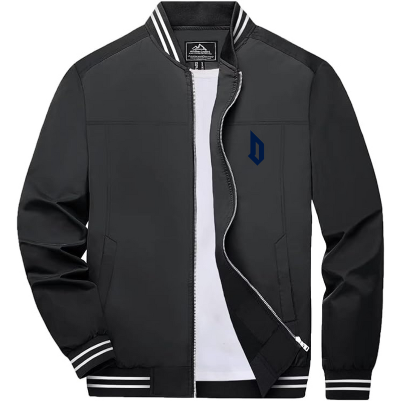 Men's  Duquesne Dukes Lightweight Zip-Up Bomber Jacket with Ribbed Collar and Cuffs Versatile Casual Outerwear