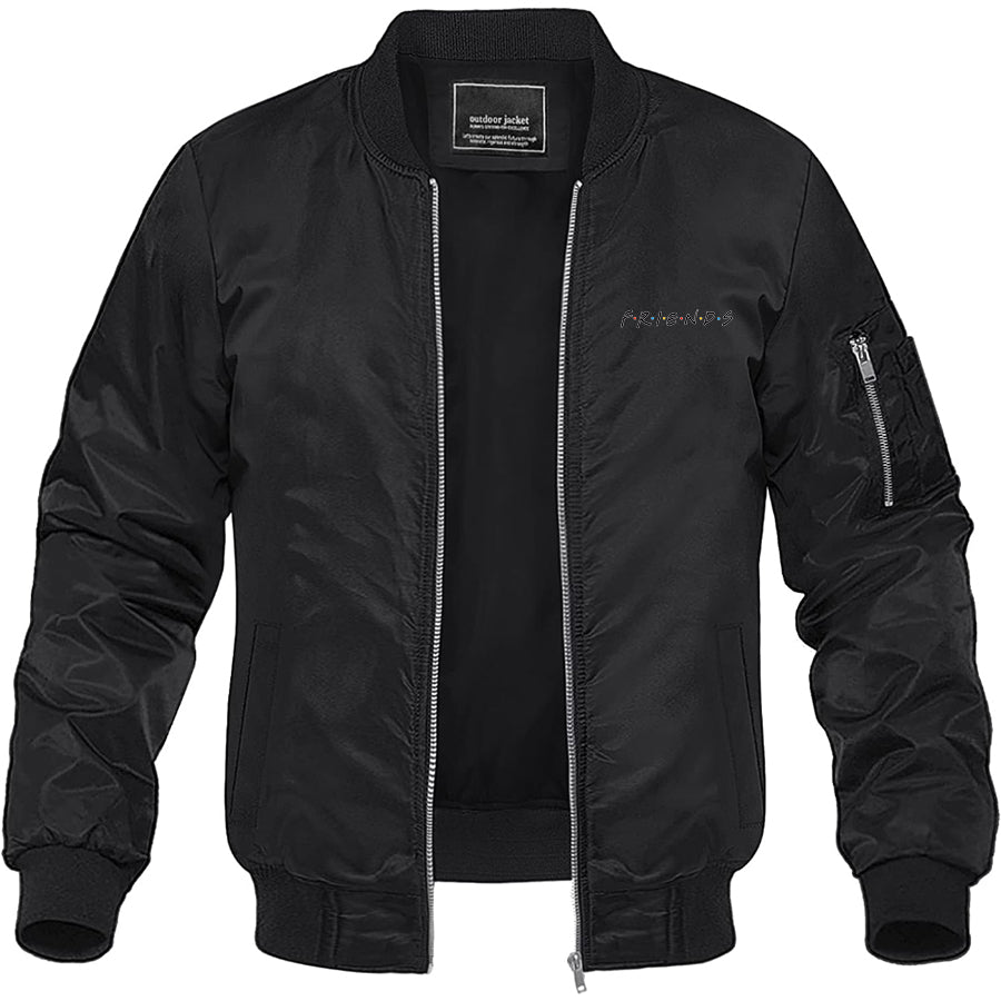 Men's Friends TV Show Lightweight Bomber Jacket Windbreaker Softshell Varsity Jacket Coat