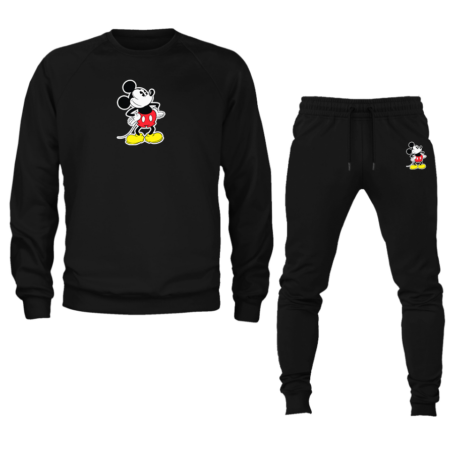 Men's Mickey Mouse Cartoon Crewneck Sweatshirt Joggers Suit