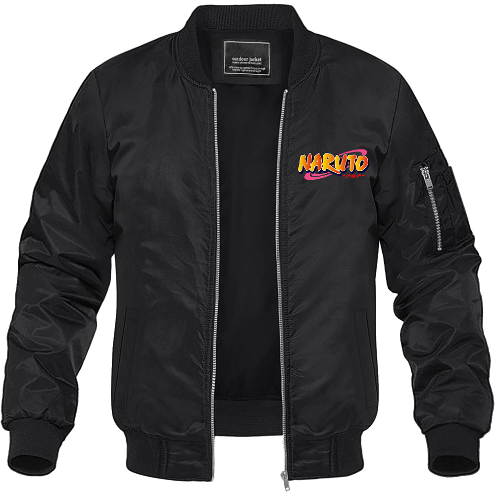 Men's Naruto Anime Cartoon Lightweight Bomber Jacket Windbreaker Softshell Varsity Jacket Coat