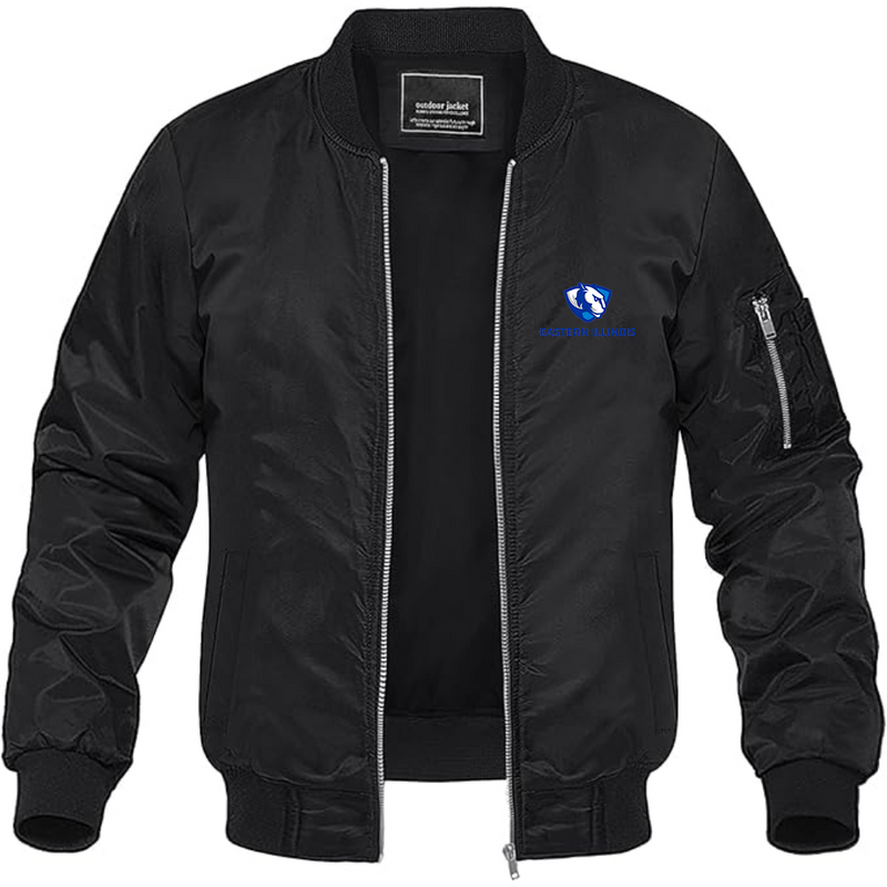 Men's Eastern Illinois Panthers  Lightweight Bomber Jacket Windbreaker Softshell Varsity Jacket Coat