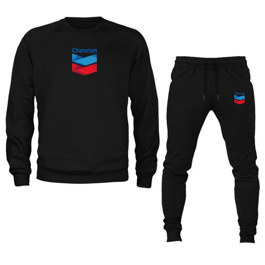 Men's Chevron Gas Station  Crewneck Sweatshirt Joggers Suit