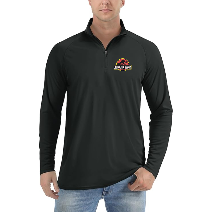 Men’s Jurassic Park Movie _ Lightweight Quarter-Zip Athletic Shirt – Long Sleeve Polyester Wear
