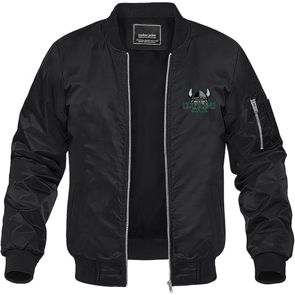 Men's Cleveland State Vikings  Lightweight Bomber Jacket Windbreaker Softshell Varsity Jacket Coat